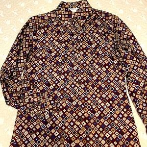 Mint cond Max Mara Silk dress shirt / blouse sz 4 US / 36 European; Mod print!